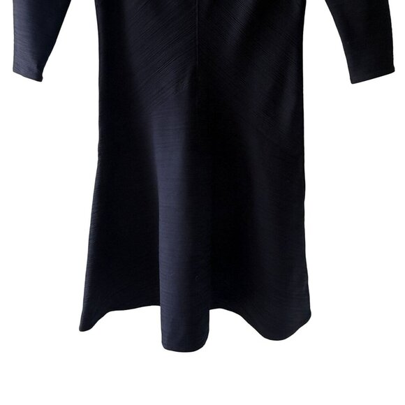 Wolford Size XS Black V-Neck Ribbed A-Line Midi Shania Dress Stretch 3/4 Sleeves - Picture 6 of 12